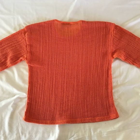 🛍 Chico’s Orange Mesh Top Size 2 - Picture 2 of 4
